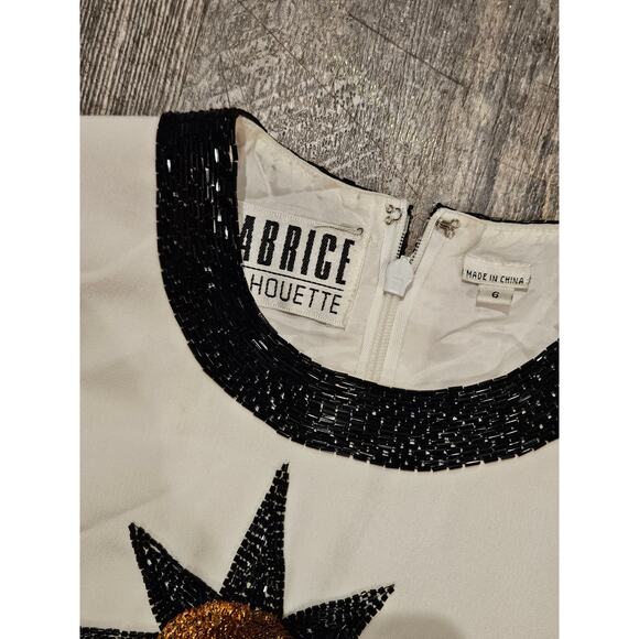 Fabrice silhouette vintage beaded dress 80s glam womens 6 art deco party flapper - Picture 2 of 11